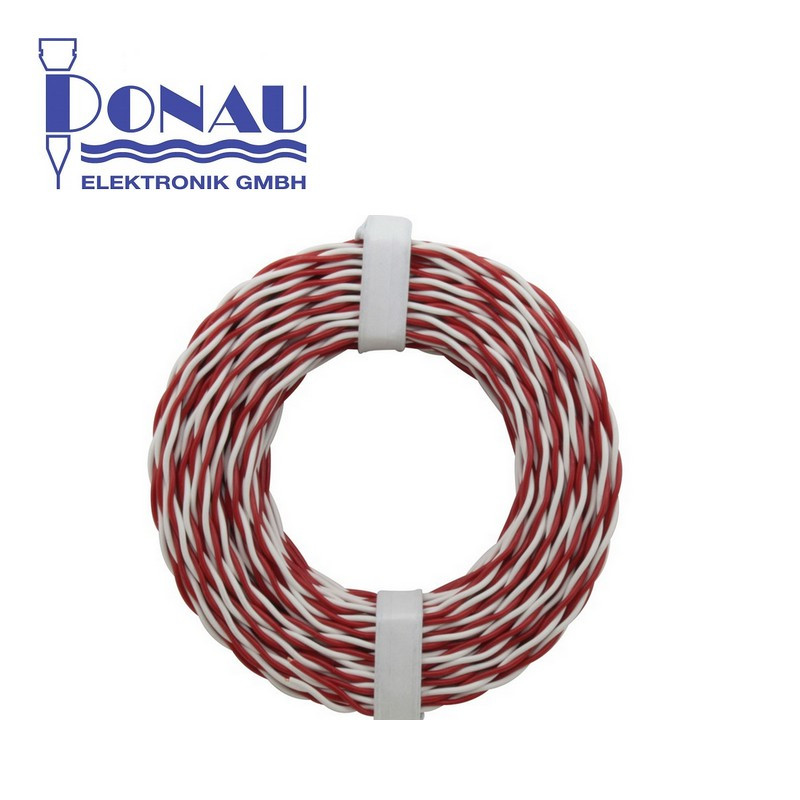 Câblage rigide double 0,5 mm torsadé / 10 m rouge-blanc Donau 205-10