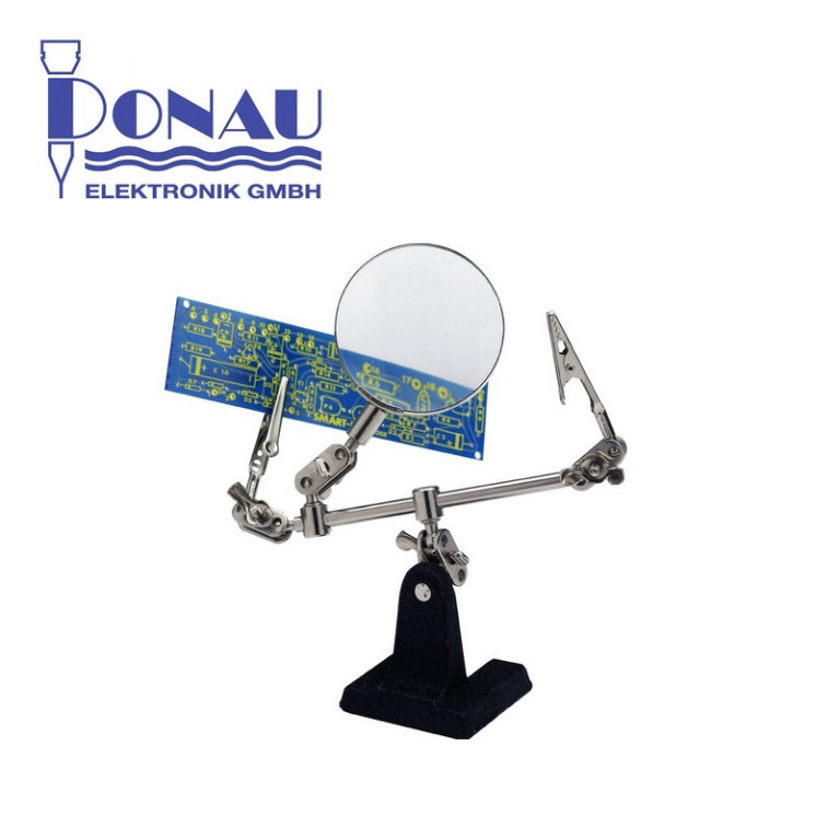 Loupe diam 60 mm avec 2 pinces (3ème main). Grossissement 4X Donau HH2 - Maketis Loupe diam 60 mm avec 2 pinces (3ème main). Grossissement 4X Donau HH2 - Maketis