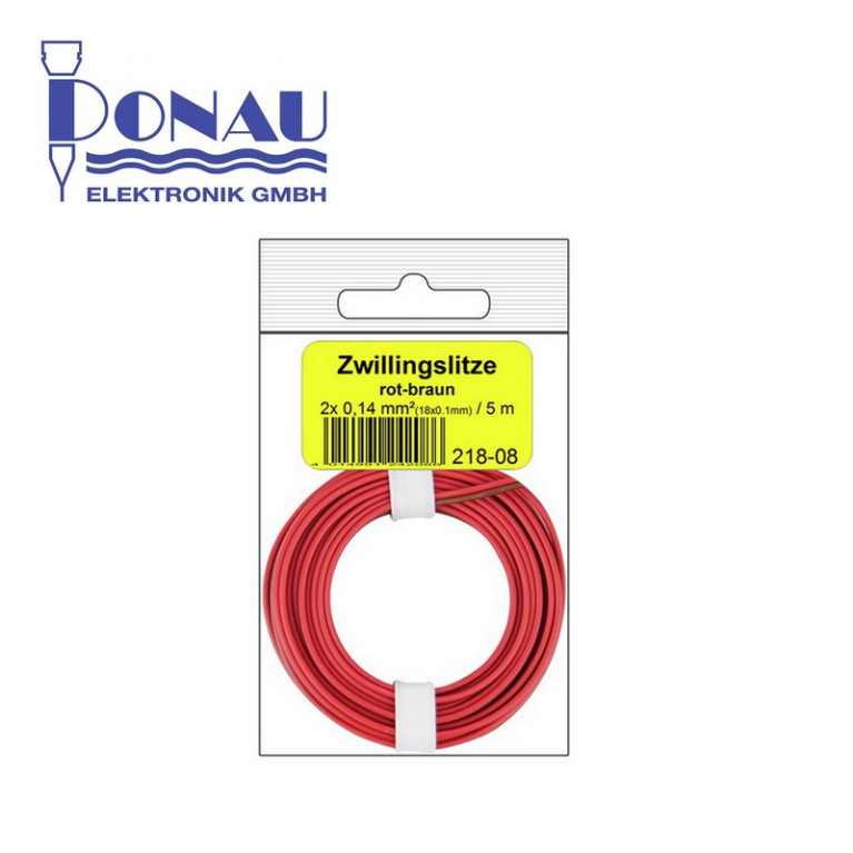 Câblage souple multibrins double 0,14 mm² / 5 m rouge-brun Donau 218-08SB - Maketis Câblage souple multibrins double 0,14 mm² / 5 m rouge-brun Donau 218-08SB - Maketis