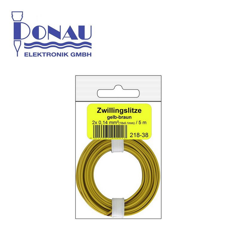 Câblage souple multibrins double 0,14 mm² / 5 m jaune-brun Donau 218-38SB - Maketis