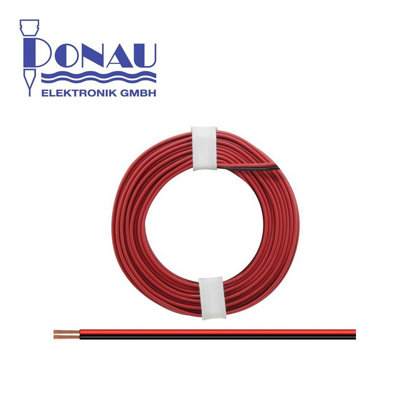 Câblage souple multibrins double 0,14 mm² / 5 m rouge-noir Donau 218-5 - Maketis