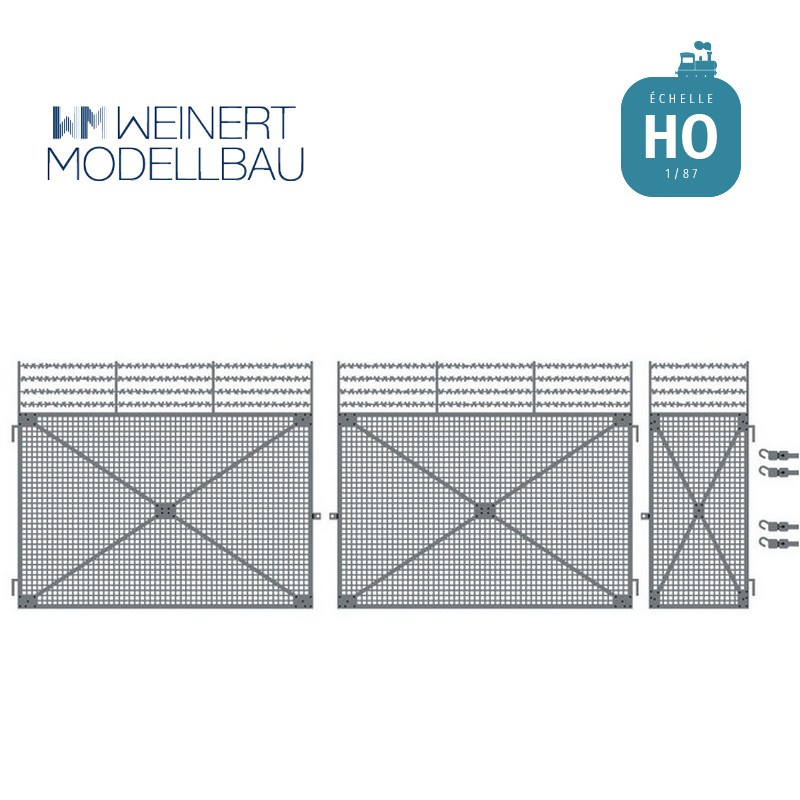 Portail industriel avec barbelé HO Weinert 3275 - Maketis