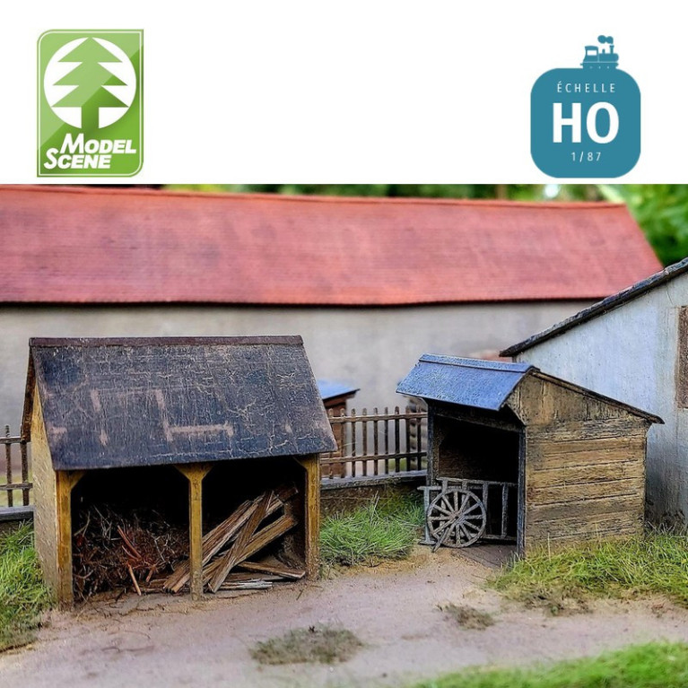 Set de 2 abris à bois (kit) HO Model Scene 98513 - Maketis