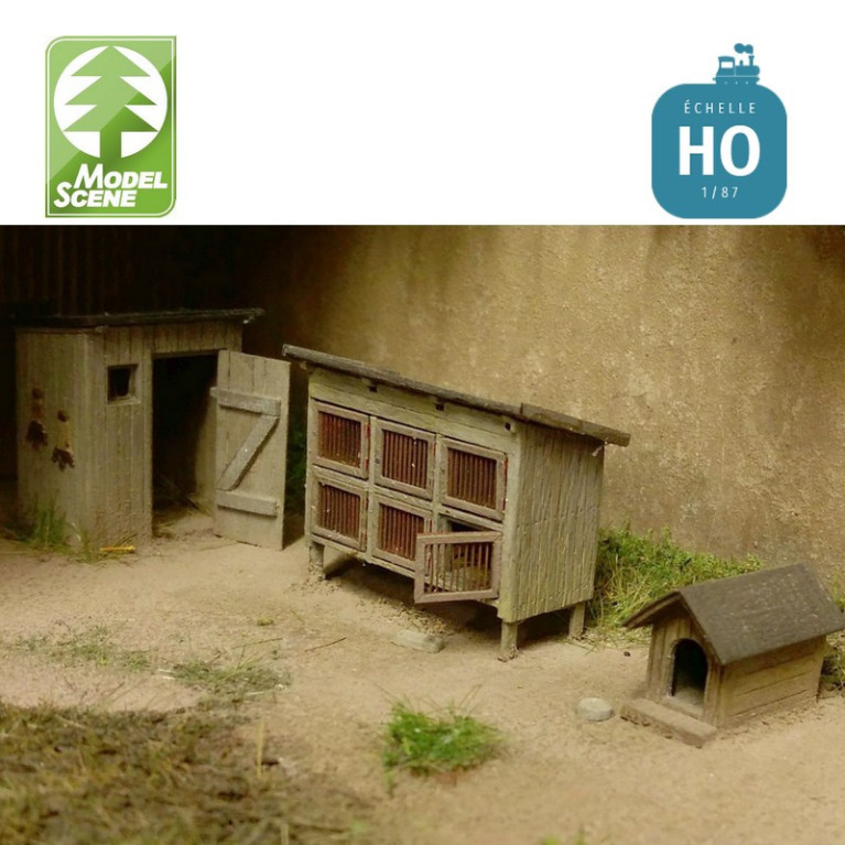 Assortiment de constructions en bois pour cour de ferme HO Model Scene 98523 - Maketis Assortiment de constructions en bois pour cour de ferme HO Model Scene 98523 - Maketis