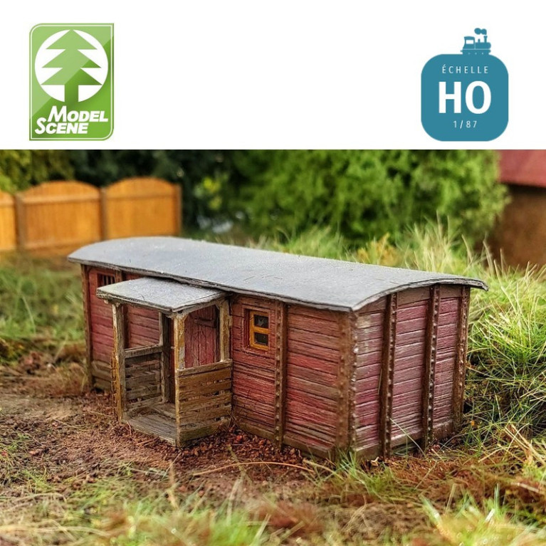 Abris de jardin - base vieux wagon couvert HO Model Scene 98532 Abris de jardin - base vieux wagon couvert HO Model Scene 98532