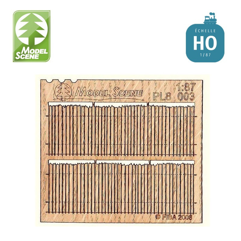 Clôture en bois de cèdre brut n°2 HO Model Scene PL8-003 - Maketis