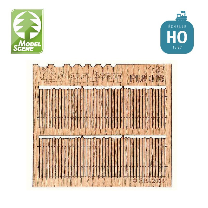 Clôture en bois coupe irrégulière n°1 HO Model Scene PL8-016 - Maketis
