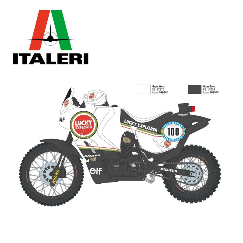 Moto Cagiva Elefant 850 Paris Dakar 1987 1/9 Italeri 4643 - Maketis