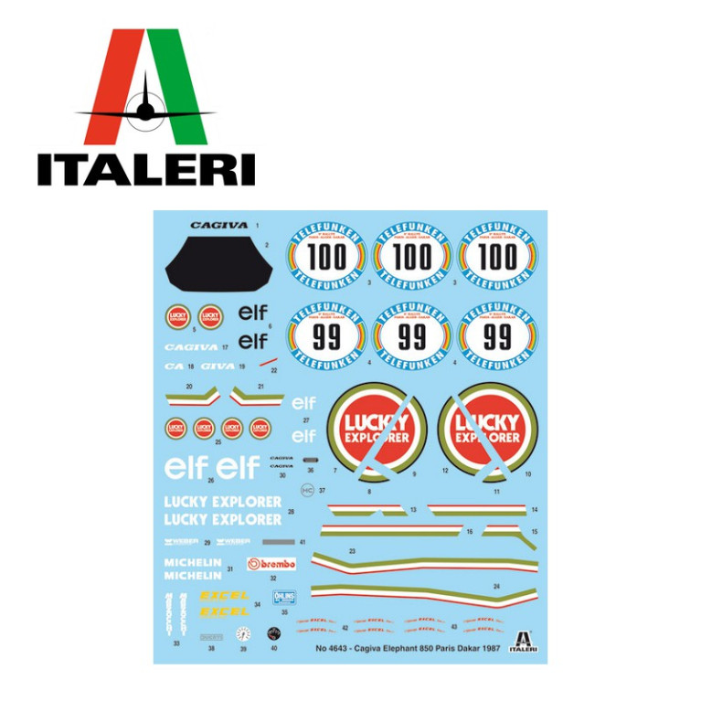 Moto Cagiva Elefant 850 Paris Dakar 1987 1/9 Italeri 4643 - Maketis Moto Cagiva Elefant 850 Paris Dakar 1987 1/9 Italeri 4643 - Maketis