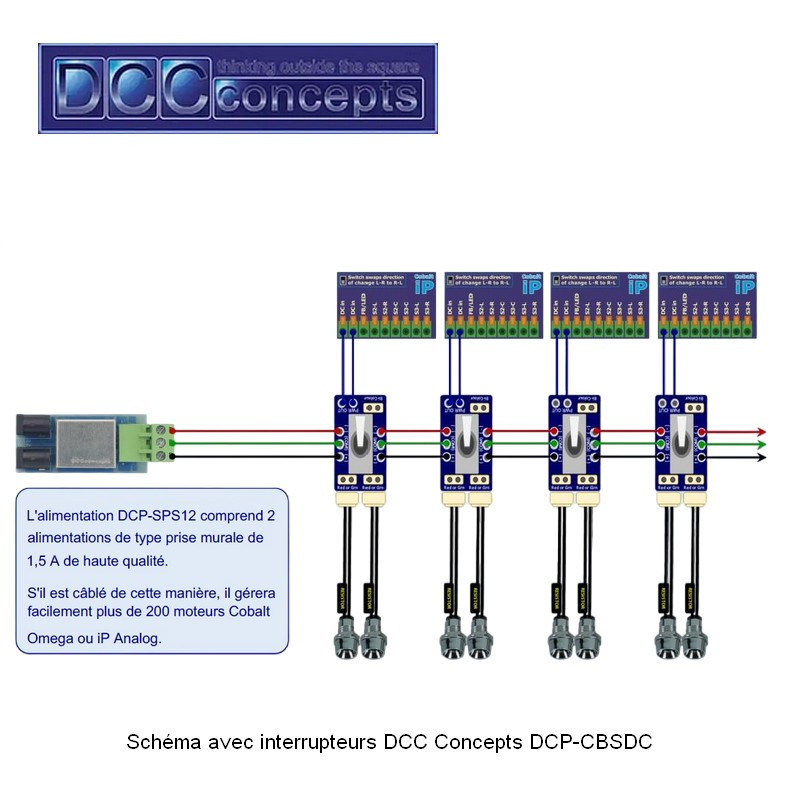 Set d'alimentation double 2x12v 1.5A CC et connecteur DCCconcepts DCP-SPS12 - Maketis