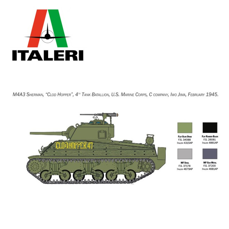 Char M4A2 Sherman US Marine Corps 1/35 Italeri 6583 Char M4A2 Sherman US Marine Corps 1/35 Italeri 6583