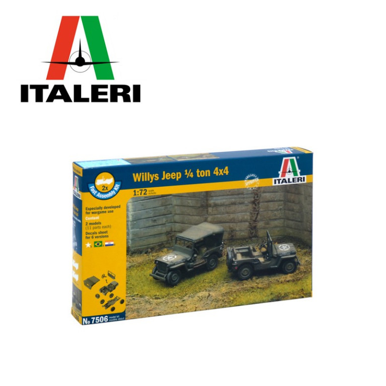 Véhicule militaire Jeep Willis 4x4 1/72 ITALERI 7506 Véhicule militaire Jeep Willis 4x4 1/72 ITALERI 7506