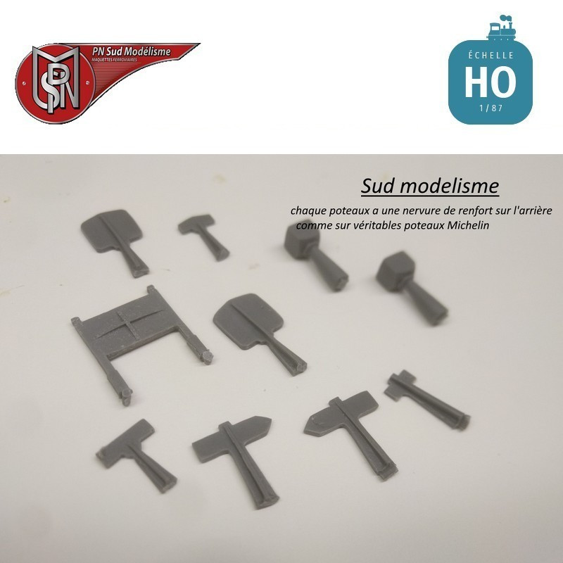 Poteaux béton Michelin de direction (10 pcs) HO PN Sud Modélisme 8779.B - Maketis