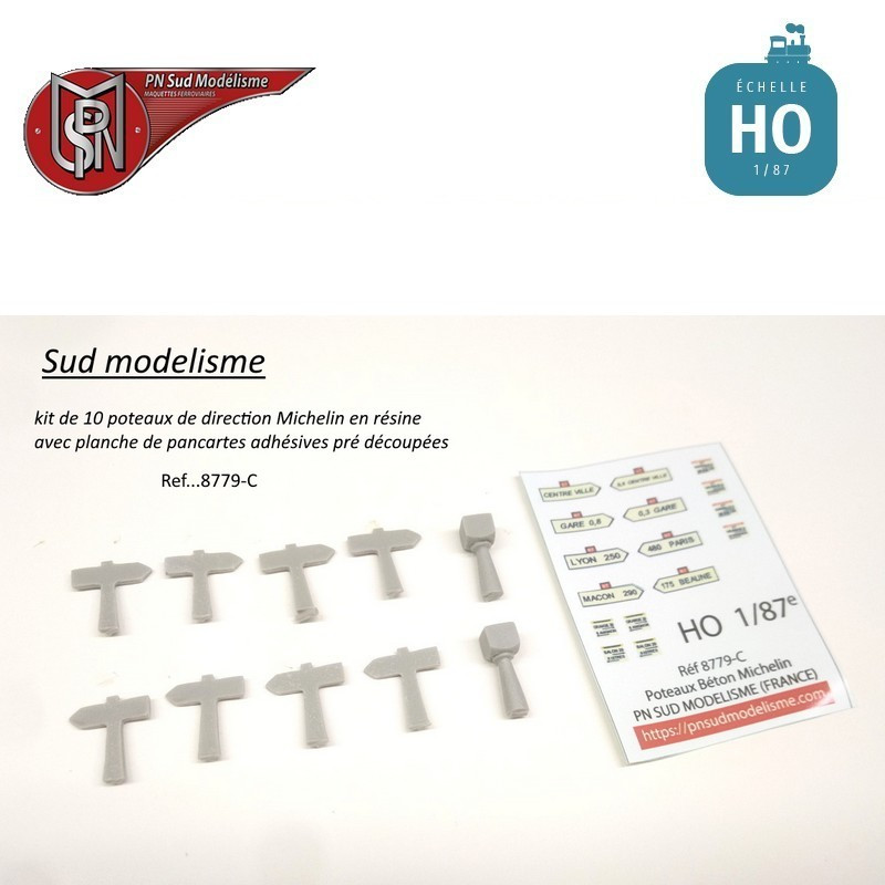 Complément poteaux béton Michelin de direction (10 pcs) HO PN Sud Modélisme 8779.C - Maketis