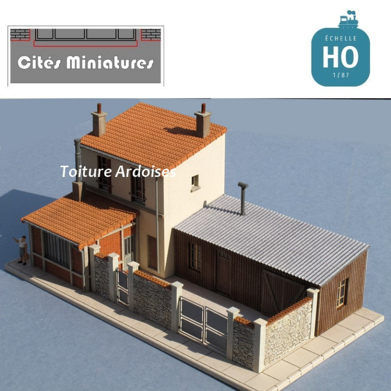 Maison de ville étroite R+1 ‘Menuiserie Lemaitre’ Toiture Ardoise HO Cités Miniatures BV-035-HO - Maketi Maison de ville étroite R+1 ‘Menuiserie Lemaitre’ Toiture Ardoise HO Cités Miniatures BV-035-HO - Maketi