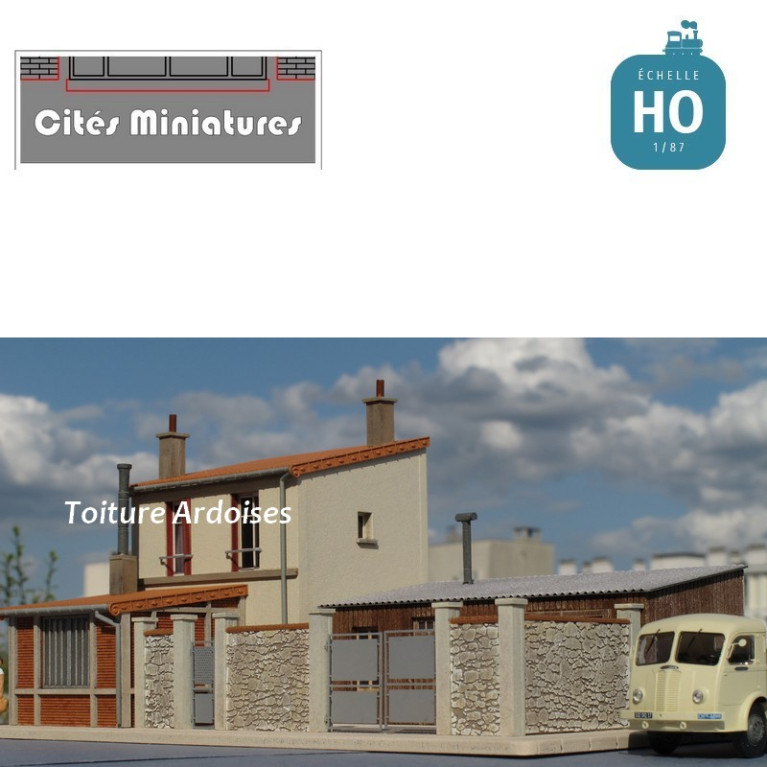 Maison de ville étroite R+1 ‘Menuiserie Lemaitre’ Toiture Ardoise HO Cités Miniatures BV-035-HO - Maketi Maison de ville étroite R+1 ‘Menuiserie Lemaitre’ Toiture Ardoise HO Cités Miniatures BV-035-HO - Maketi