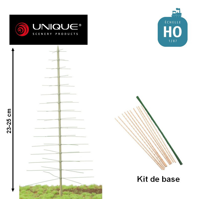 Kit de base pour arbres Epicéa 10 pcs 23-25cm HO (à assembler) Unique Scenery 81-1020-04