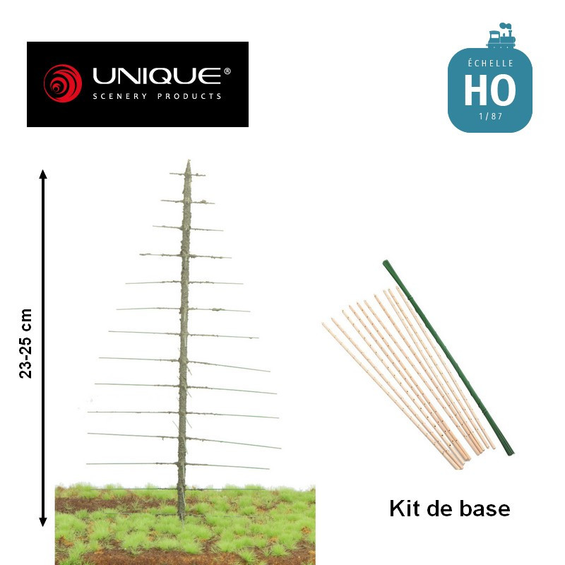 Kit de base pour arbres Sapin 10 pcs 23-25cm HO (à assembler) Unique Scenery 81-1021-05 - Maketis