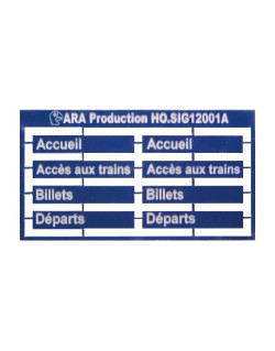 Accueil, Accès aux trains, Billets, Départs. Pancartes Gare SNCF [HO]