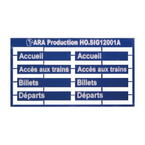 Accueil, Accès aux trains, Billets, Départs. Pancartes Gare SNCF [HO] - MAKETIS