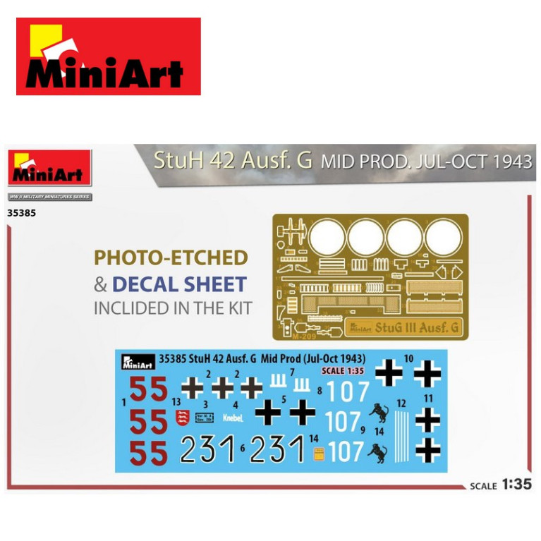Char Allemand StuH 42 Ausf. G MID PROD. JUL-OCT 1943 WWII 1/35 MiniArt 35385 - Maketis Char Allemand StuH 42 Ausf. G MID PROD. JUL-OCT 1943 WWII 1/35 MiniArt 35385 - Maketis