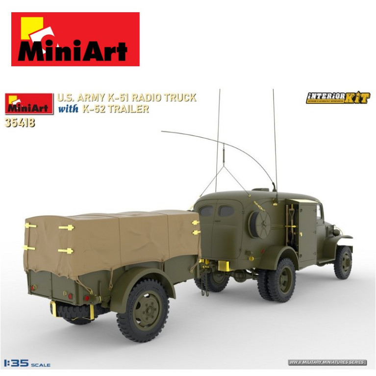 Camion militaire Transmission US ARMY K-51 avec remorque K-52 Interior Kit 1/35 MiniArt 35418 - Maketis