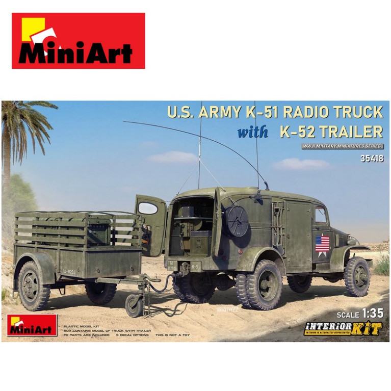 Camion militaire Transmission US ARMY K-51 avec remorque K-52 Interior Kit 1/35 MiniArt 35418 - Maketis
