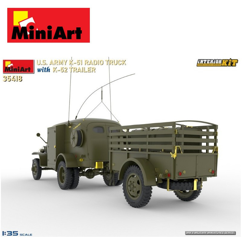 Camion militaire Transmission US ARMY K-51 avec remorque K-52 Interior Kit 1/35 MiniArt 35418 - Maketis