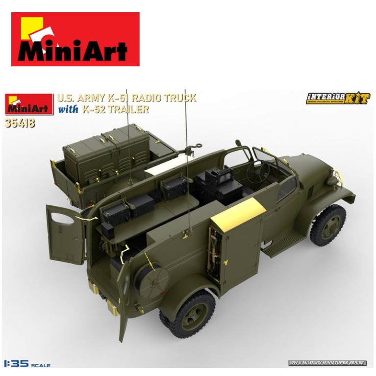 Camion militaire Transmission US ARMY K-51 avec remorque K-52 Interior Kit 1/35 MiniArt 35418 - Maketis