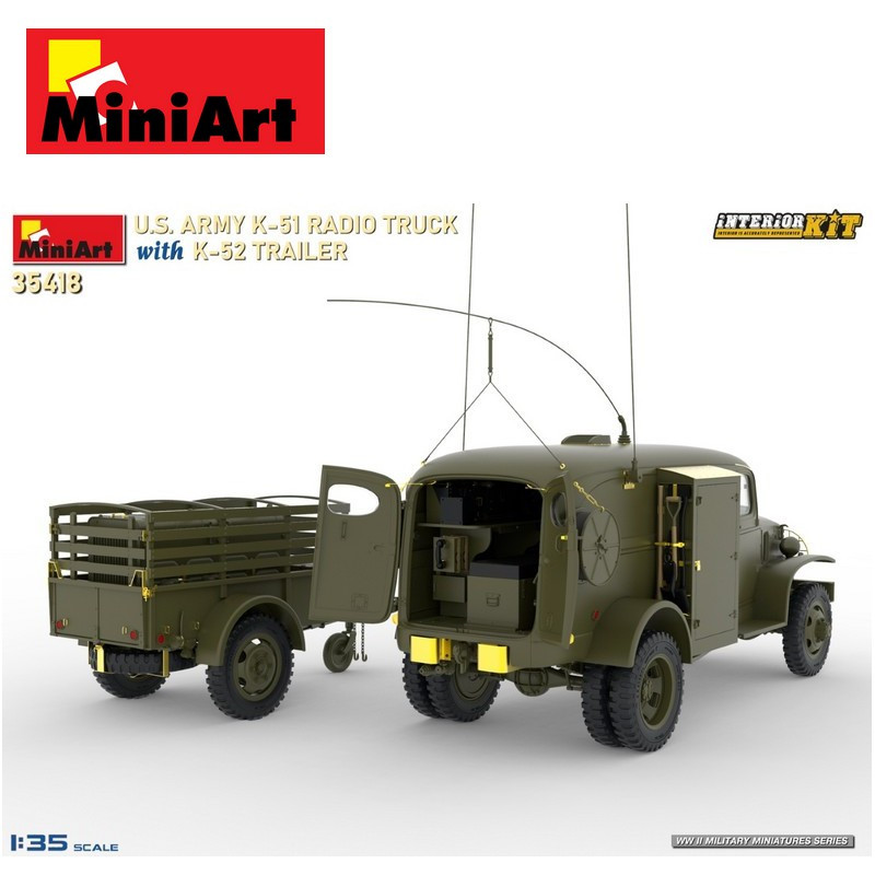 Camion militaire Transmission US ARMY K-51 avec remorque K-52 Interior Kit 1/35 MiniArt 35418 - Maketis