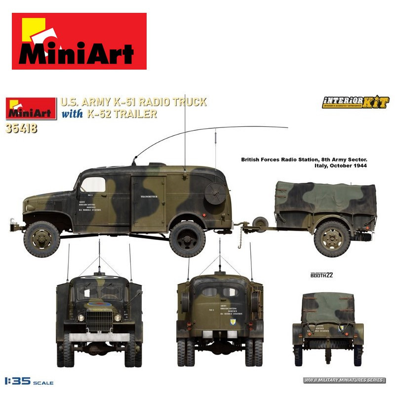 Camion militaire Transmission US ARMY K-51 avec remorque K-52 Interior Kit 1/35 MiniArt 35418 - Maketis