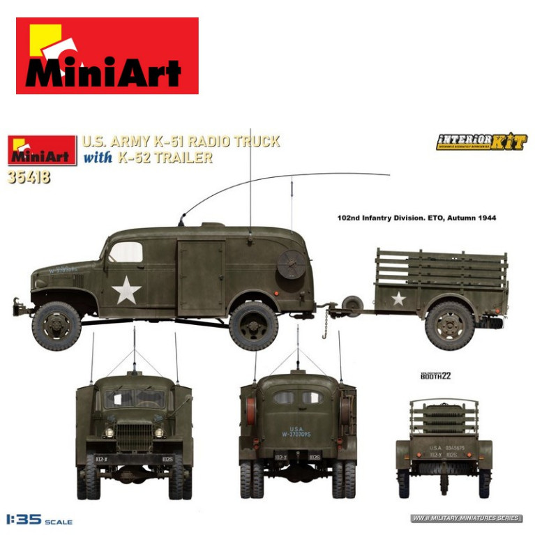 Camion militaire Transmission US ARMY K-51 avec remorque K-52 Interior Kit 1/35 MiniArt 35418 - Maketis