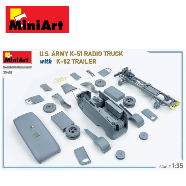 Camion militaire Transmission US ARMY K-51 avec remorque K-52 Interior Kit 1/35 MiniArt 35418 - Maketis