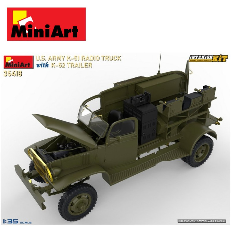 Camion militaire Transmission US ARMY K-51 avec remorque K-52 Interior Kit 1/35 MiniArt 35418 - Maketis