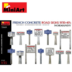 Panneaux routiers français en béton 1930-40. Région Normandie WWII 1/35 MiniArt 35669-Maketis