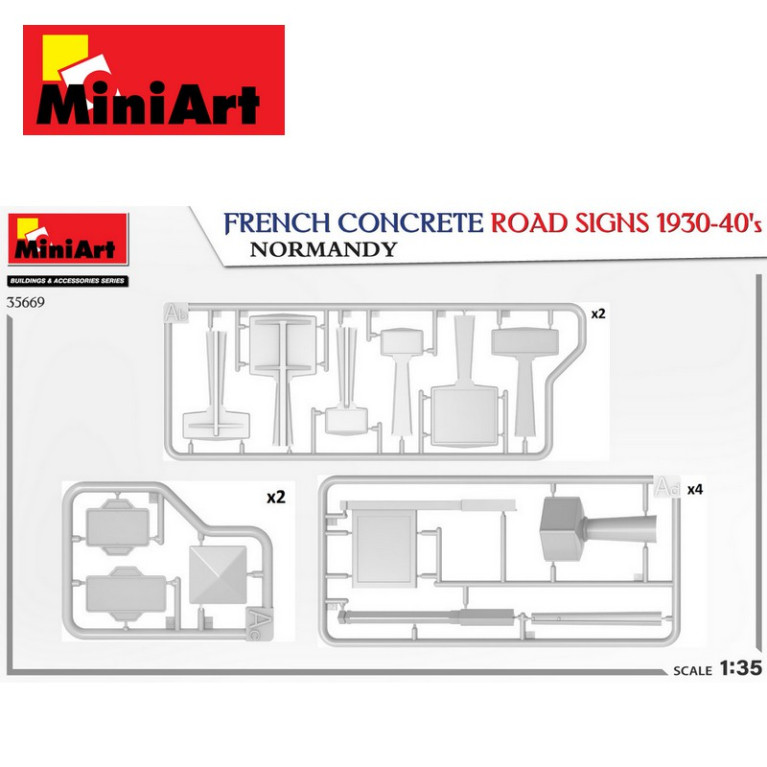 Panneaux routiers français en béton 1930-40. Région Normandie WWII 1/35 MiniArt 35669-Maketis