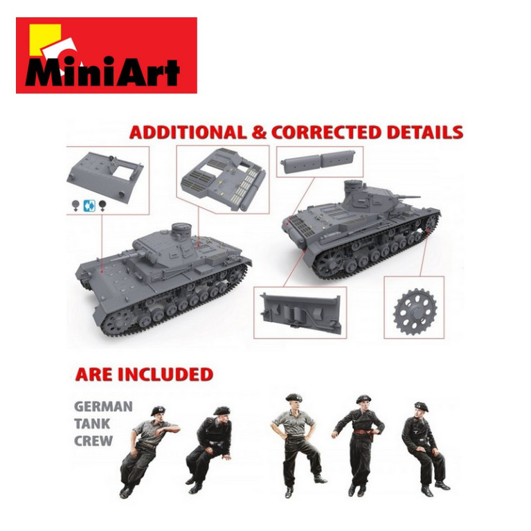Char allemand Pz.Kpfw.III Ausf.B WWII avec équipage 1/35 MiniArt 35221 - Maketis Char allemand Pz.Kpfw.III Ausf.B WWII avec équipage 1/35 MiniArt 35221 - Maketis