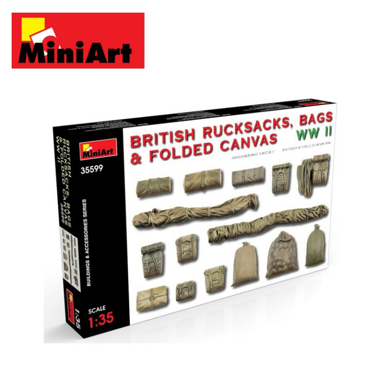Sacs à dos, sacs et toiles pliées Britanniques WWII 1/35 MiniArt 35599 - Maketis Sacs à dos, sacs et toiles pliées Britanniques WWII 1/35 MiniArt 35599 - Maketis