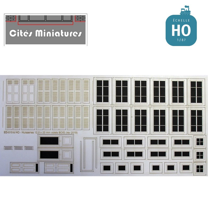 Portes, fenêtres, volets bois maison de ville (x8) HO CMED-015b-HO - Maketis