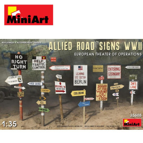Panneaux routiers alliés WWII Opérations en Europe 1/35 MiniArt 35608 - Maketis