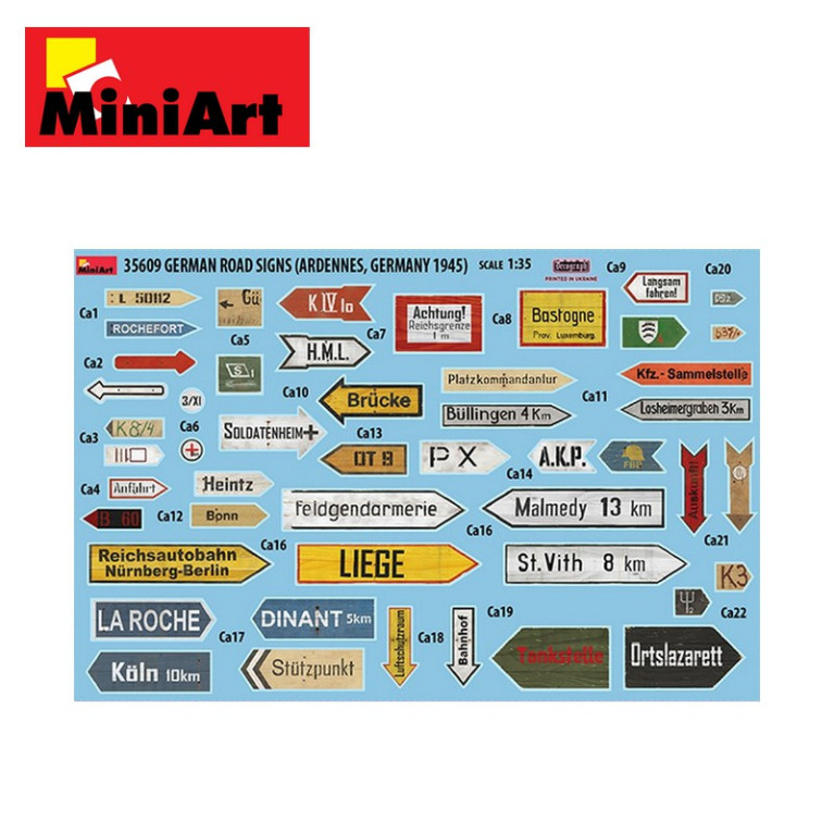 Panneaux routiers allemands WWII (Ardennes, Allemagne 1945) 1/35 MiniArt 35609 - Maketis Panneaux routiers allemands WWII (Ardennes, Allemagne 1945) 1/35 MiniArt 35609 - Maketis