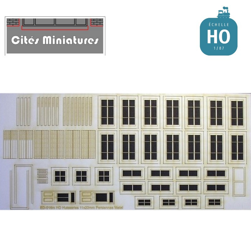 Portes, fenêtres, volets métal maison de ville (x12) HO Cités miniatures ED-016m-HO - Maketis