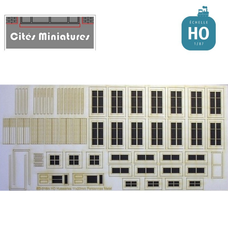 Portes, fenêtres, volets métal maison de ville (x12) HO Cités miniatures ED-016m-HO - Maketis Portes, fenêtres, volets métal maison de ville (x12) HO Cités miniatures ED-016m-HO - Maketis