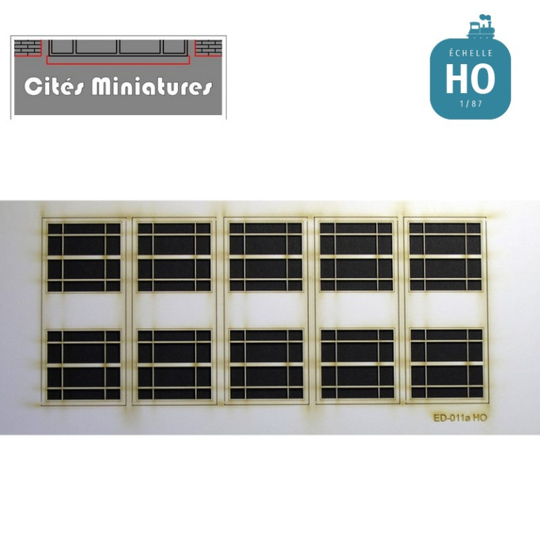 Fenêtres de bureaux carrées 26x28mm (x10) HO CMED-011a-HO - Maketis