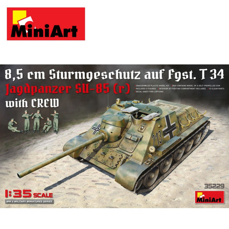 Char allemand Jagdpanzer SU-85 WWII avec équipage 1/35 Miniart 35229 - Maketis Char allemand Jagdpanzer SU-85 WWII avec équipage 1/35 Miniart 35229 - Maketis