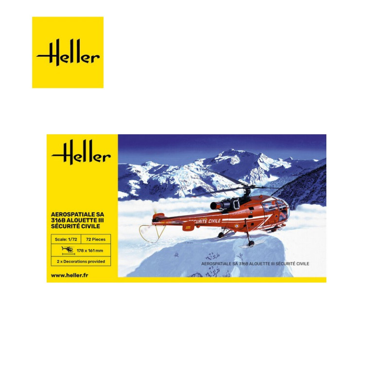 Hélicoptère SA 316B Alouette III Sécurité Civile 1/72 Heller 80289 - Maketis Hélicoptère SA 316B Alouette III Sécurité Civile 1/72 Heller 80289 - Maketis