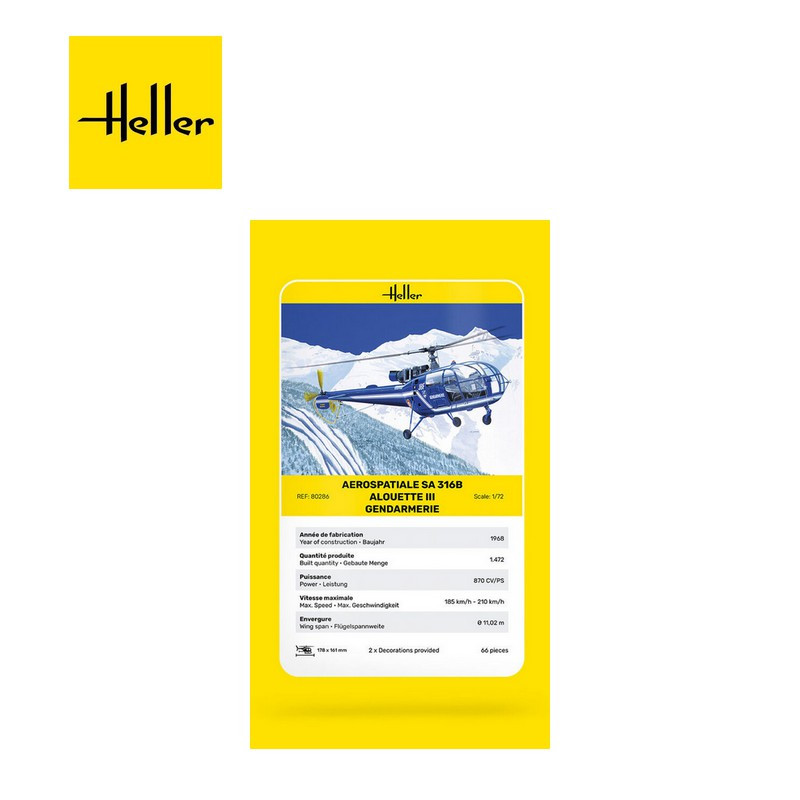 Hélicoptère SA 316 Alouette III Gendarmerie 1/72 Heller 80286 - Maketis