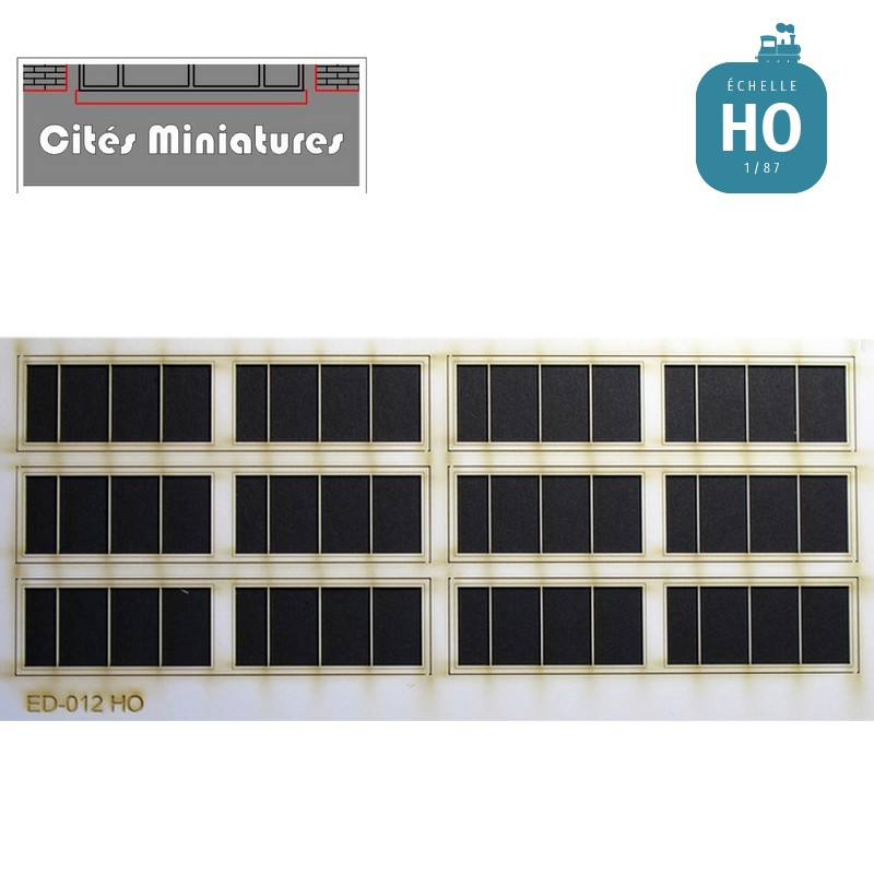 Fenêtres industrielles rectangulaires 41x18mm (x12) HO ED-012-HO - Maketis