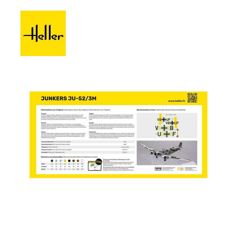 Avion trimoteur Ju-52/3m 1/72 80380-Maketis