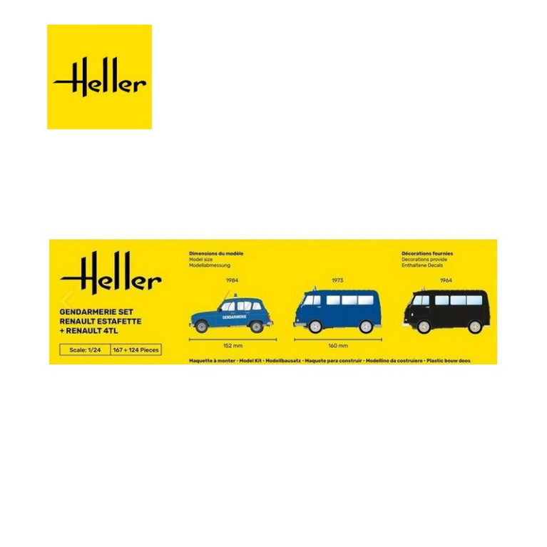 Set Utilitaire Renault Estafette et Renault 4TL "Gendarmerie" 1/24 Heller HE50325-Maketis Set Utilitaire Renault Estafette et Renault 4TL "Gendarmerie" 1/24 Heller HE50325-Maketis